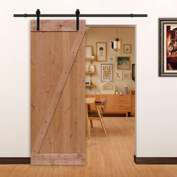 32 in. x 84 in. Ready-to-Assemble Z-Brace Hardwood Knotty Alder Interior Barn Door Slab