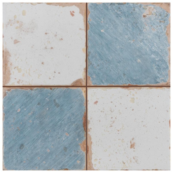 Merola Tile Artisan Damero Azul 13 in. x 13 in. Ceramic Floor and Wall Take Home Tile Sample