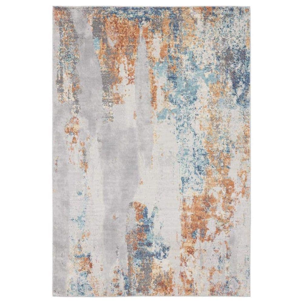 Orange Polypropylene 8 ft. x 10 ft. Abstract Indoor Area Rug