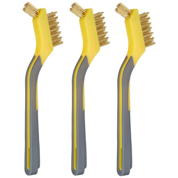 3x Small WIRE BRUSH SET Clean Brushes Steel Brass Nylon Metal Rust Paint  Remover