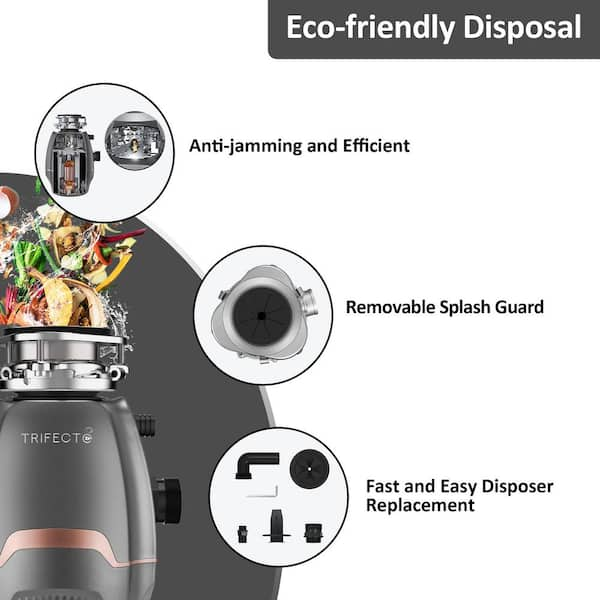 Trifecte Crusher 3/4 HP Continuous Feed Garbage Disposal with Sound  Reduction and Power Cord Kit HH-FCD-714A - The Home Depot