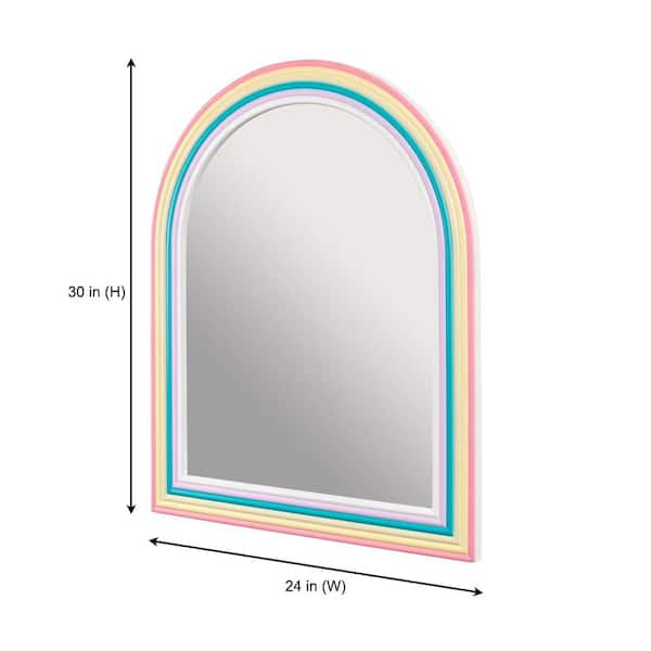 Medium Arched Wood Framed Rainbow Mirror (24 in. W x 30 in. H)