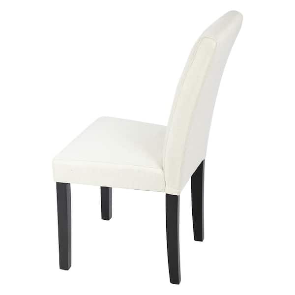 Beige Fabric Dining Chairs Modern and Solid Wood Leg and High Back Chairs for Kitchen/Living Room Upholstered (Set of 6)