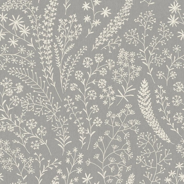 HOLDEN Astrid Embroidery Stitch Botanical Trail Grey Textured Wallpaper (Covers 56 sq. ft.)