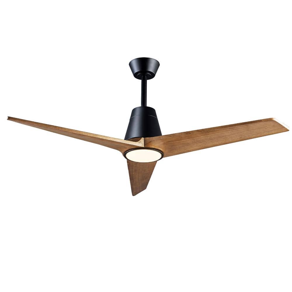 52 in. Indoor LED Black Brown Modern Downrod Ceiling Fan with App/Remote Control and Solid Wood Blades price history on PriceWatchPro