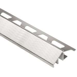 Reno-U Brushed Nickel Anodized Aluminum 1/2 in. x 8 ft. 2-1/2 in. Metal Reducer Tile Edging Trim