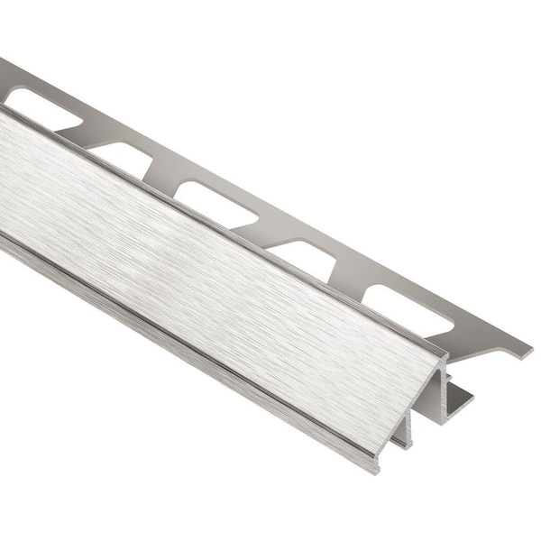Schluter Reno-U Brushed Nickel Anodized Aluminum 1/2 in. x 8 ft. 2-1/2 in. Metal Reducer Tile Edging Trim