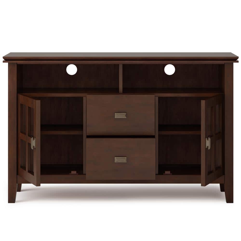 Russet Brown Solid Wood 48" TV Media Stand with Cabinets