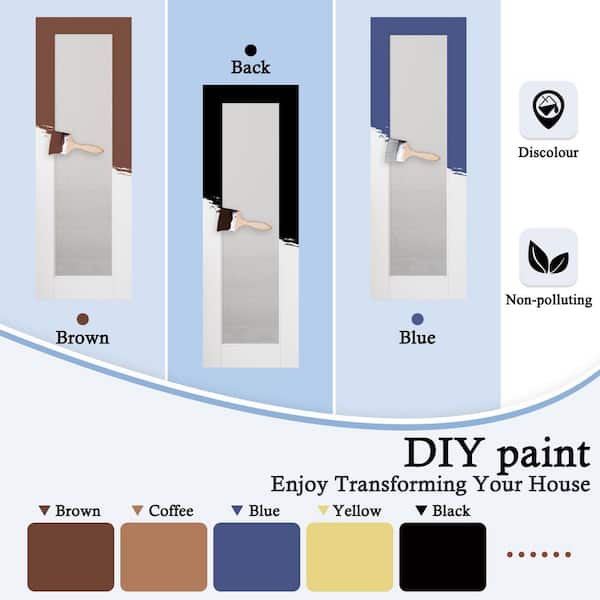 24 in. x 80 in. 1-Lite Frosted Glass Left Handed White Solid Core MDF Door with Quick Assemble Jamb Kit