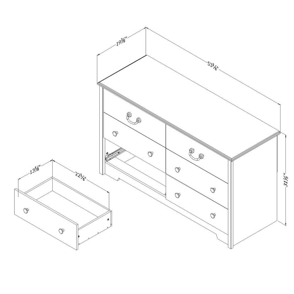 White Coastal Double Dresser with Soft Close Drawers