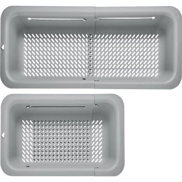 Collapsible Over the Sink Colander, Expandable with 7 Preset Positions, BPA-Free Plastic Strainer Basket in Gray