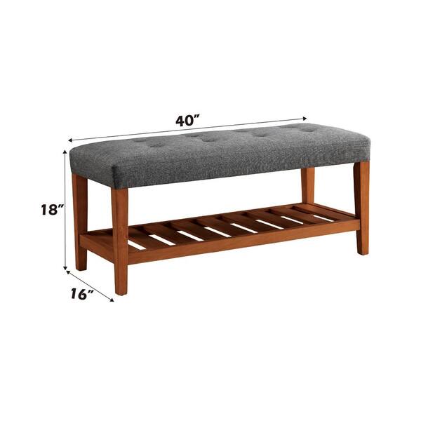 Acme Furniture Charla Gray and Oak Storage Bench 96686 - The