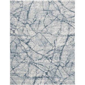 8 X 10 Blue and Ivory Abstract Area Rug