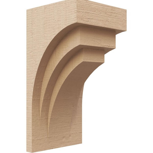 Ekena Millwork 7 in. x 7 in. x 14 in. Series 2 Wide Rockford Rough Cedar Woodgrain Timberthane Polyurethane Corbel, Primed Tan