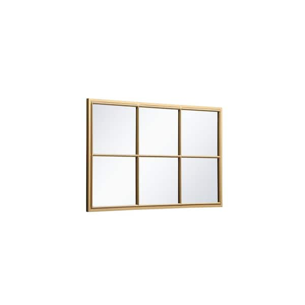 Small Rectangle Brass Modern Mirror (14 in. H x 28 in. W)