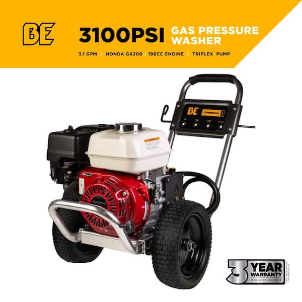 BE Power 2700 PSI 3 GPM Triplex Pump Honda Gas Powered Pressure Washer California Compliant BE Power 2700 PSI 3 GPM Triplex Pump Honda Gas Powered Pressure Washer California Compliant