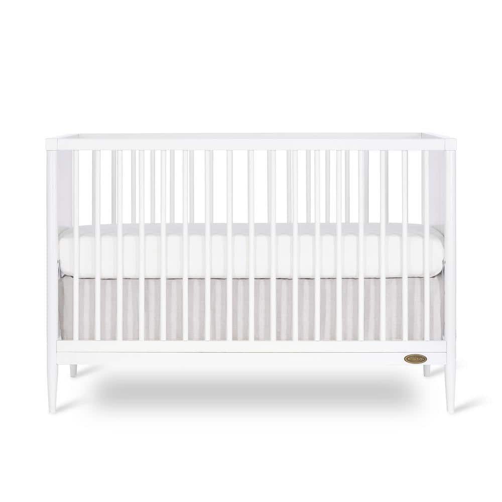Dream On Me Clover 4-In-1 White Modern Island crib With Rounded Spindles I Convertible Crib I Mid- Century Meets Modern -  670-WHITE