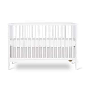 Clover 4-In-1 White Modern Island crib With Rounded Spindles I Convertible Crib I Mid- Century Meets Modern