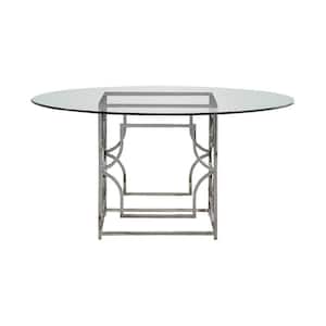 Shane 54 in. Silver Glass Round Dining Table