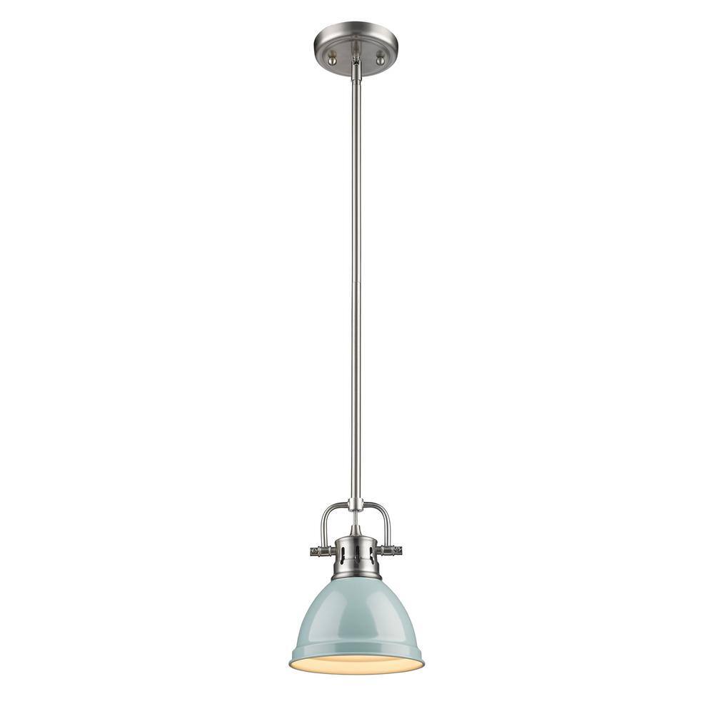 Sea Foam Pewter Mini Pendant Light with Bowl Shade