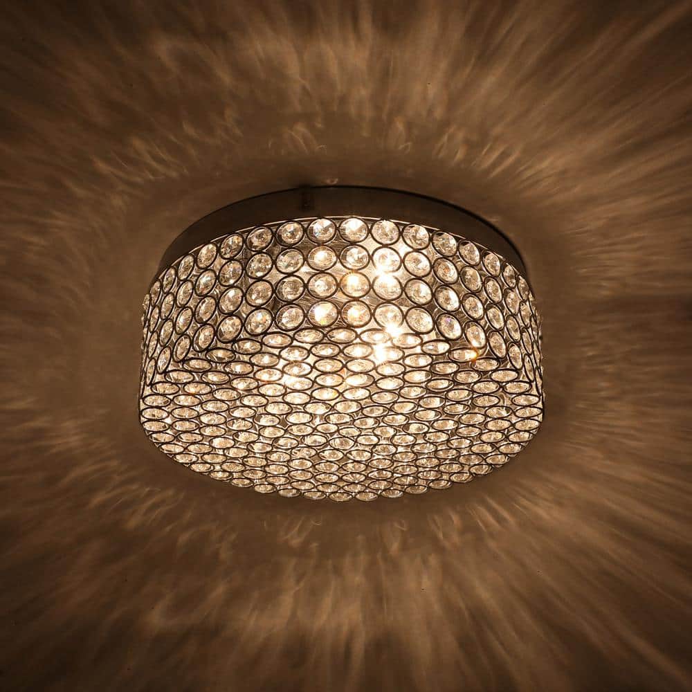 Westerfield 2-Light Chrome Crystal Flush Mount Drum Fixture