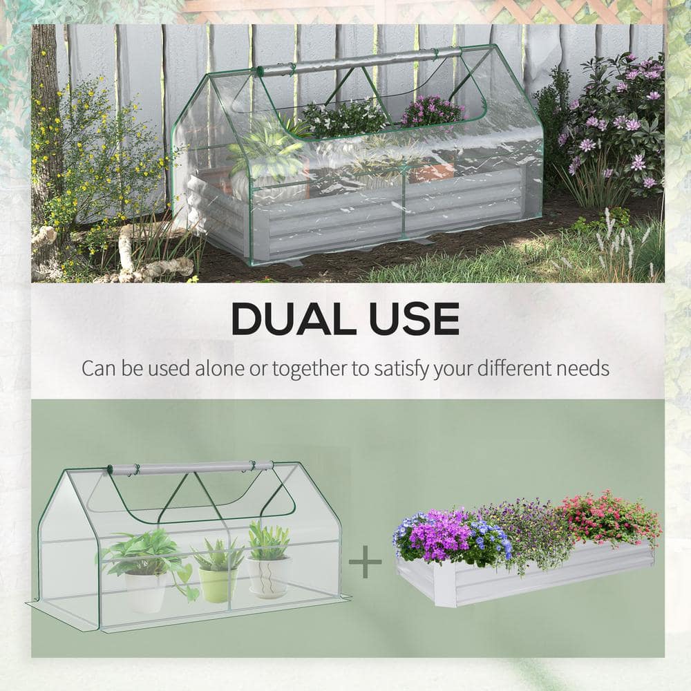 Outsunny Steel Raised Garden Bed with Clear Plastic Greenhouse Cover