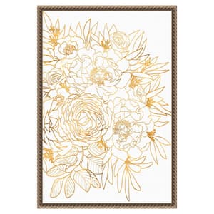 "Rose floral gold" by Rosana Laiz Blursbyai 1-Piece Floater Frame Giclee Abstract Canvas Art Print 23 in. x 16 in.