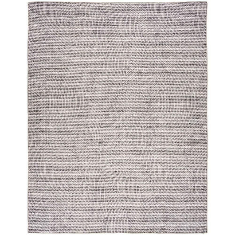 Gray Geometric Cotton Synthetic Rectangular 6' x 9' Area Rug