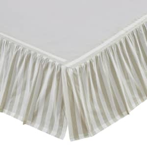 Finders Keepers 16" Ruffled Soft White Khaki Striped King Bed Skirt