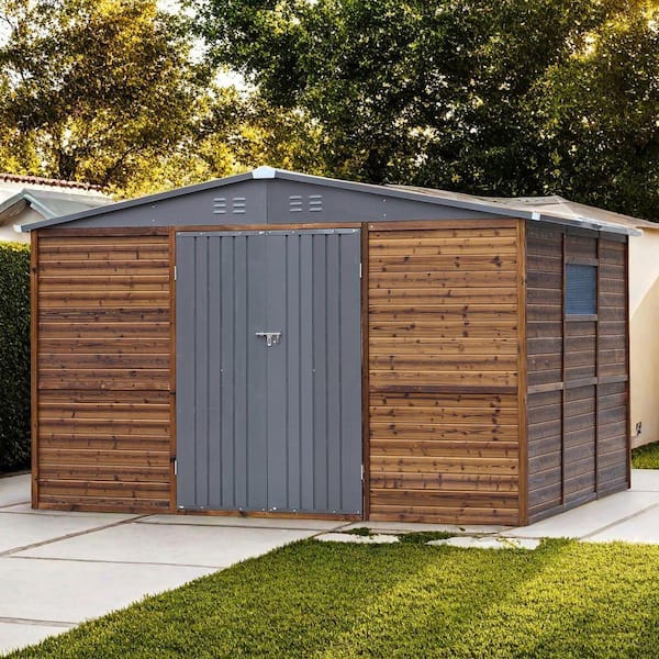 Endark 10 ft. W x 8 ft. D Outdoor Storage Brown Wood Shed with