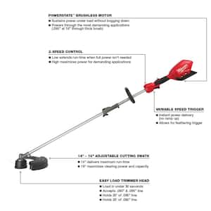 M18 FUEL 18V Lithium-Ion Brushless Cordless QUIK-LOK String Grass Trimmer w/Brush Cutter, Pole Saw, Edger Attachments