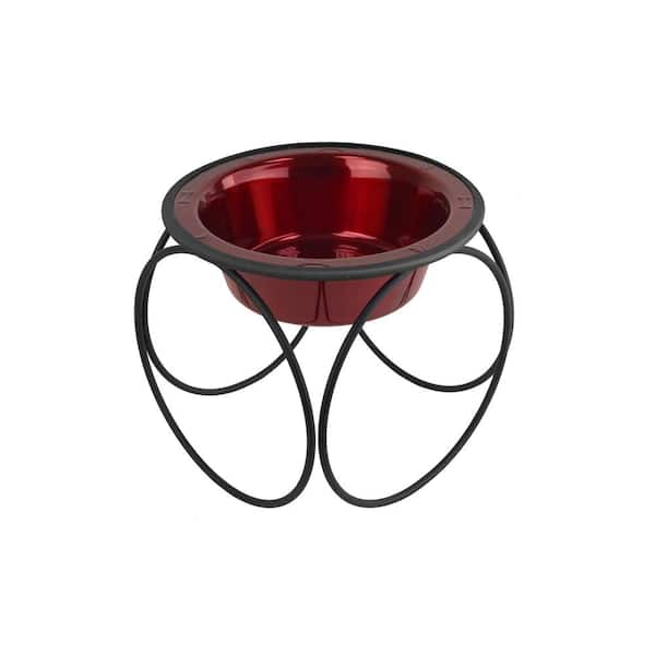 Platinum Pets Olympic Diner Feeder with Stainless Steel Cat/Dog Bowl, Candy Apple Red