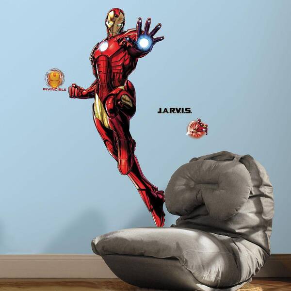 RoomMates 5 in. W x 19 in. H Iron Man 9-Piece Peel and Stick Giant Wall Decal with Glow