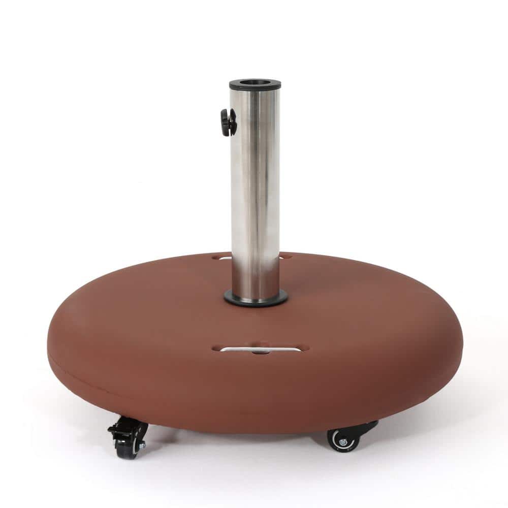 Outdoor Round Patio Umbrella Base in Red, Market Heavy-Duty Umbrella Stand 