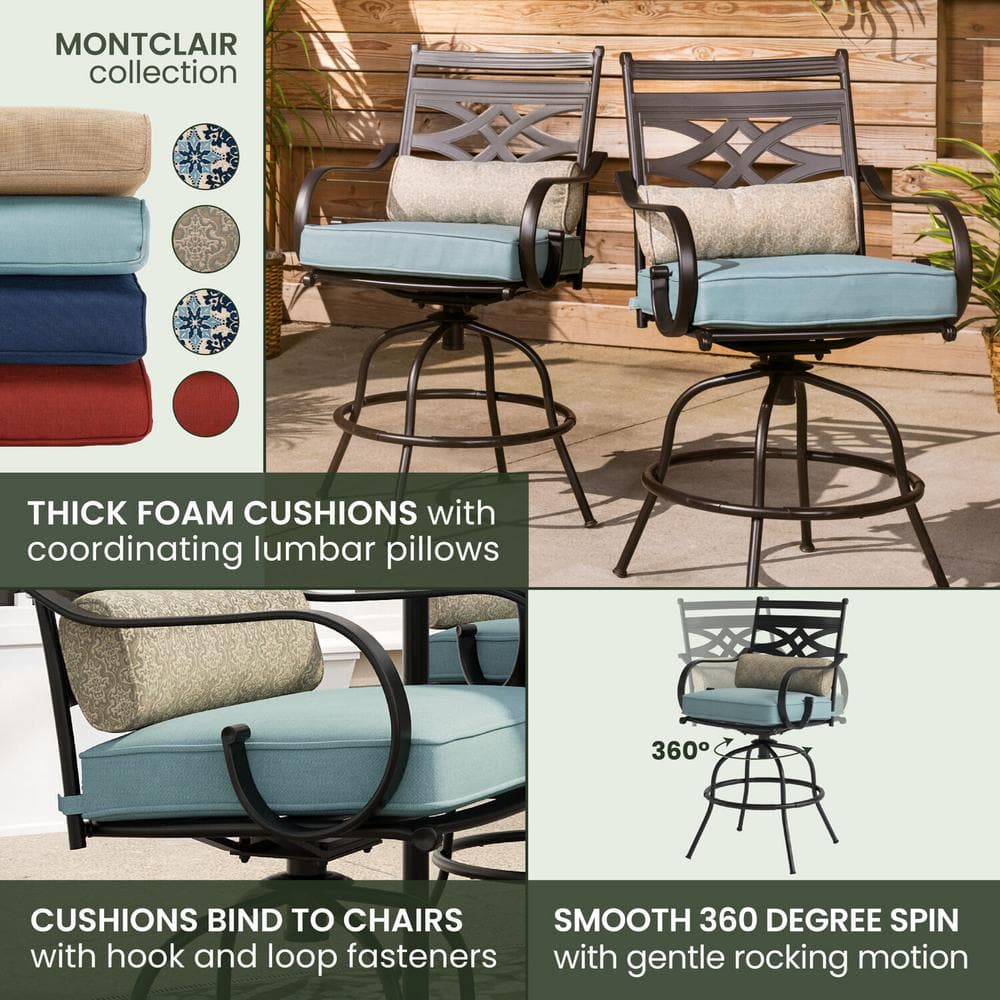 Montclair Ocean Blue 5-Piece High-Dining Patio Set with Swivel Chairs