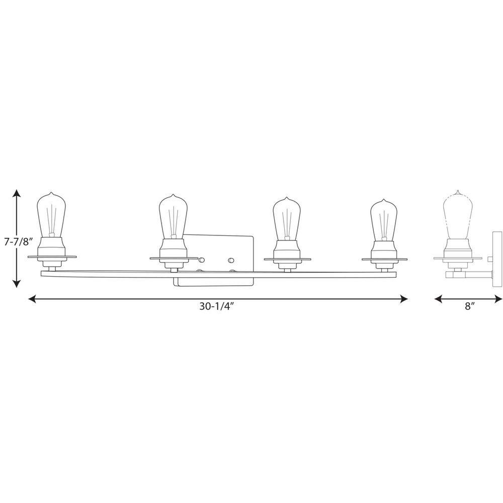 Brushed Nickel 4-Light Vintage Modern Bath Vanity Fixture