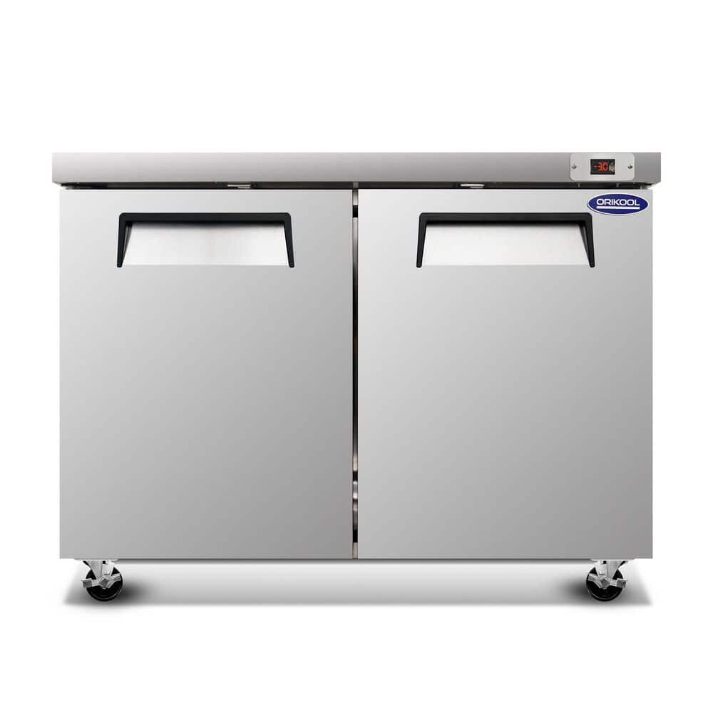 48 in. 14.1 Cu. Ft. Commercial Auto / Cycle Defrost Under Counter Upright Freezer in Stainless Steel with 2 Solid Door
