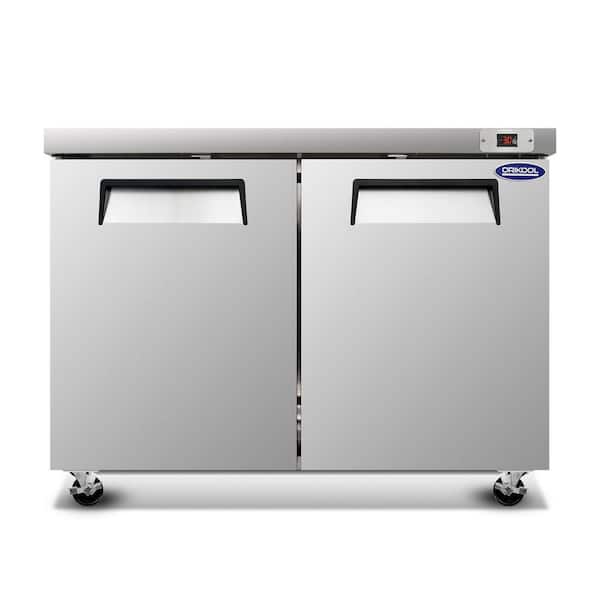 48 in. 14.1 Cu. Ft. Commercial Auto / Cycle Defrost Under Counter Upright Freezer in Stainless Steel with 2 Solid Door