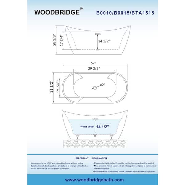 Ravella 67 in. Acrylic Flat Bottom Double Slipper Soaking Bathtub with Chrome Drain and Overflow Included in White