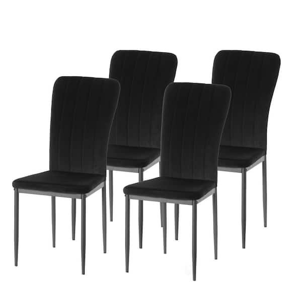 FABULAXE Black Modern And Contemporary Tufted Velvet Upholstered Accent Dining Chair (Set of 4)