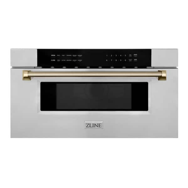 Autograph Edition 30 in. 1.2 cu. ft. Built-in Microwave Drawer in Stainless Steel and Polished Gold Helix Handle