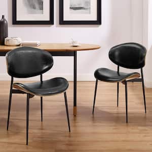 Iya Black Faux Leather Dining Side Chair with Metal Frame(Set of 2)