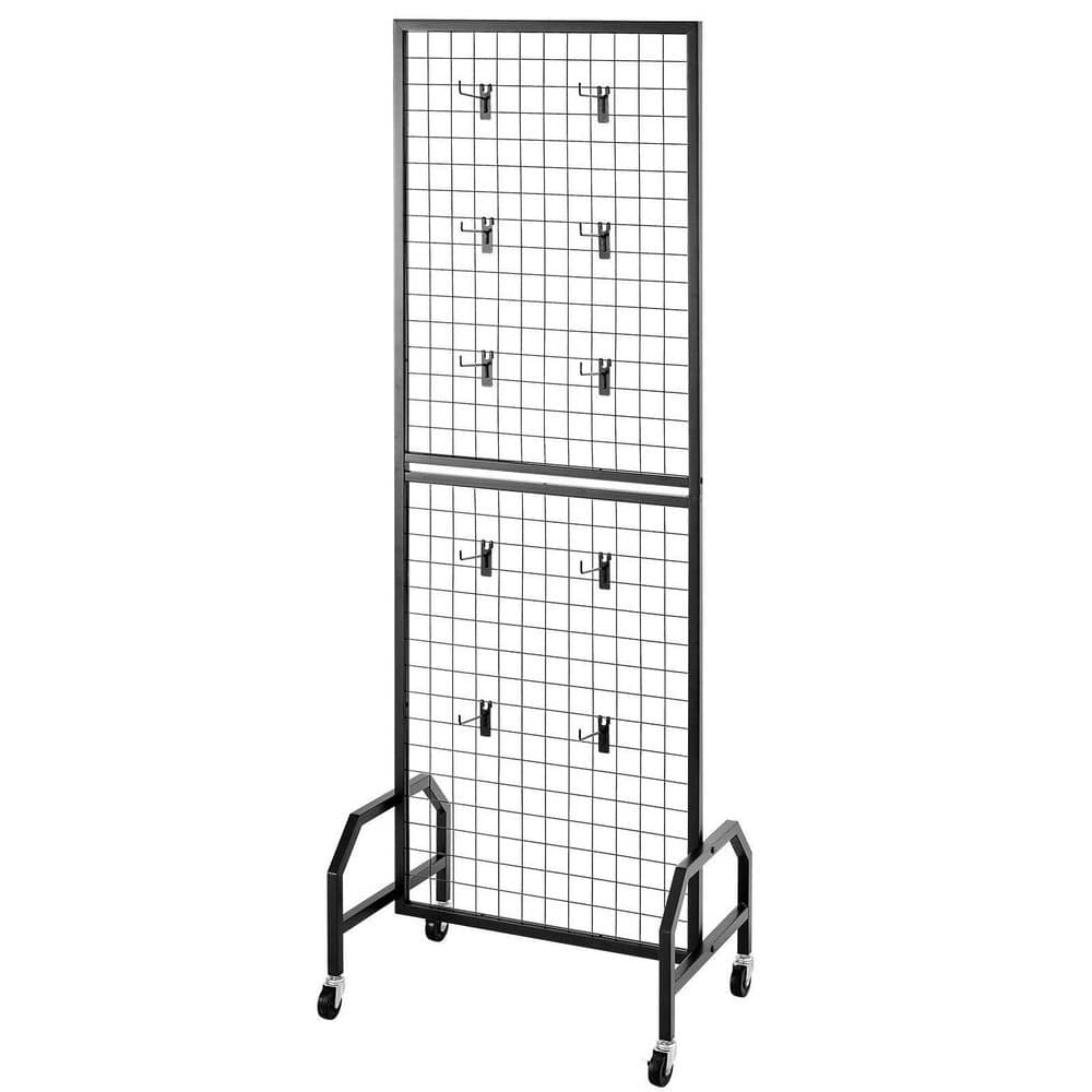 Grid Wall Panel, 1.9 x 5.4 ft Wire Grid Panels Display Rack, Movable Art Display Shelf with Wheels and 10 Hooks price history on PriceWatchPro