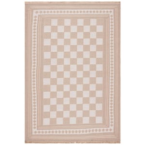 Aspect Natural/Ivory 5 ft. x 8 ft. Border Checkered Area Rug