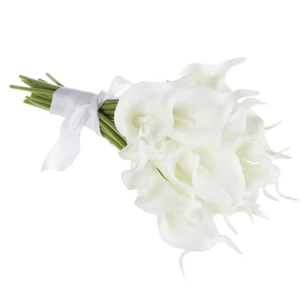 Pure Garden Pure White Artificial Calla-Lily Flowers with Stems (24 ...