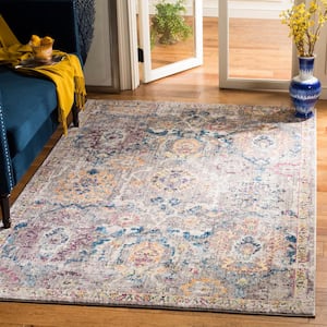 Bristol Gray/Blue 10 ft. x 14 ft. Distressed Floral Area Rug