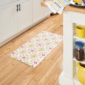 20 in. x 39 in. Red and Yellow Postiano Tiles Anti Fatigue Geo Indoor Kitchen Mat