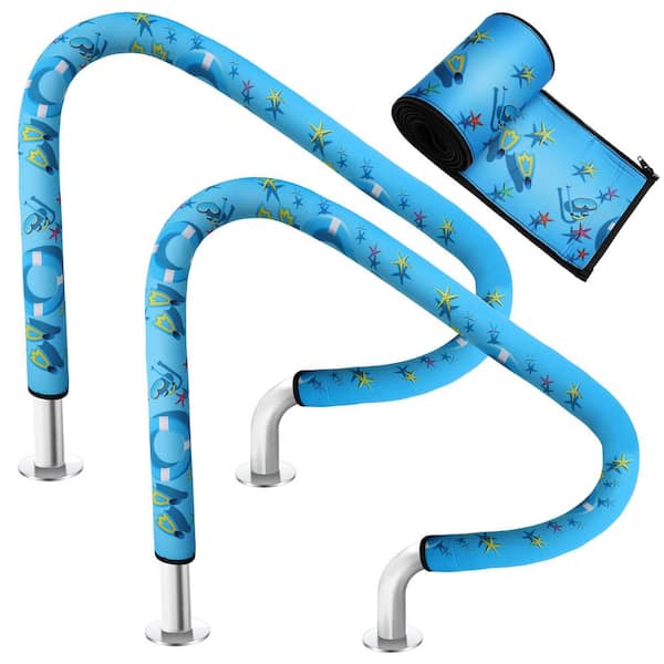 4 ft. Swimming Pool Handrail Cover with Zipper, Rail Grip Handles Cover Sleeve, Blue (2-Pack)