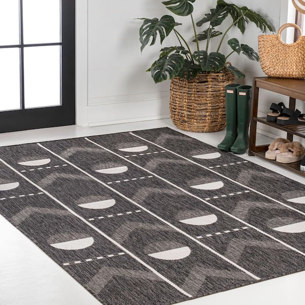 Soren Modern Geometric Black/Cream 3 ft. x 5 ft. Indoor/Outdoor Area Rug