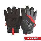 X-Large Fingerless Work Gloves (3-Pack)